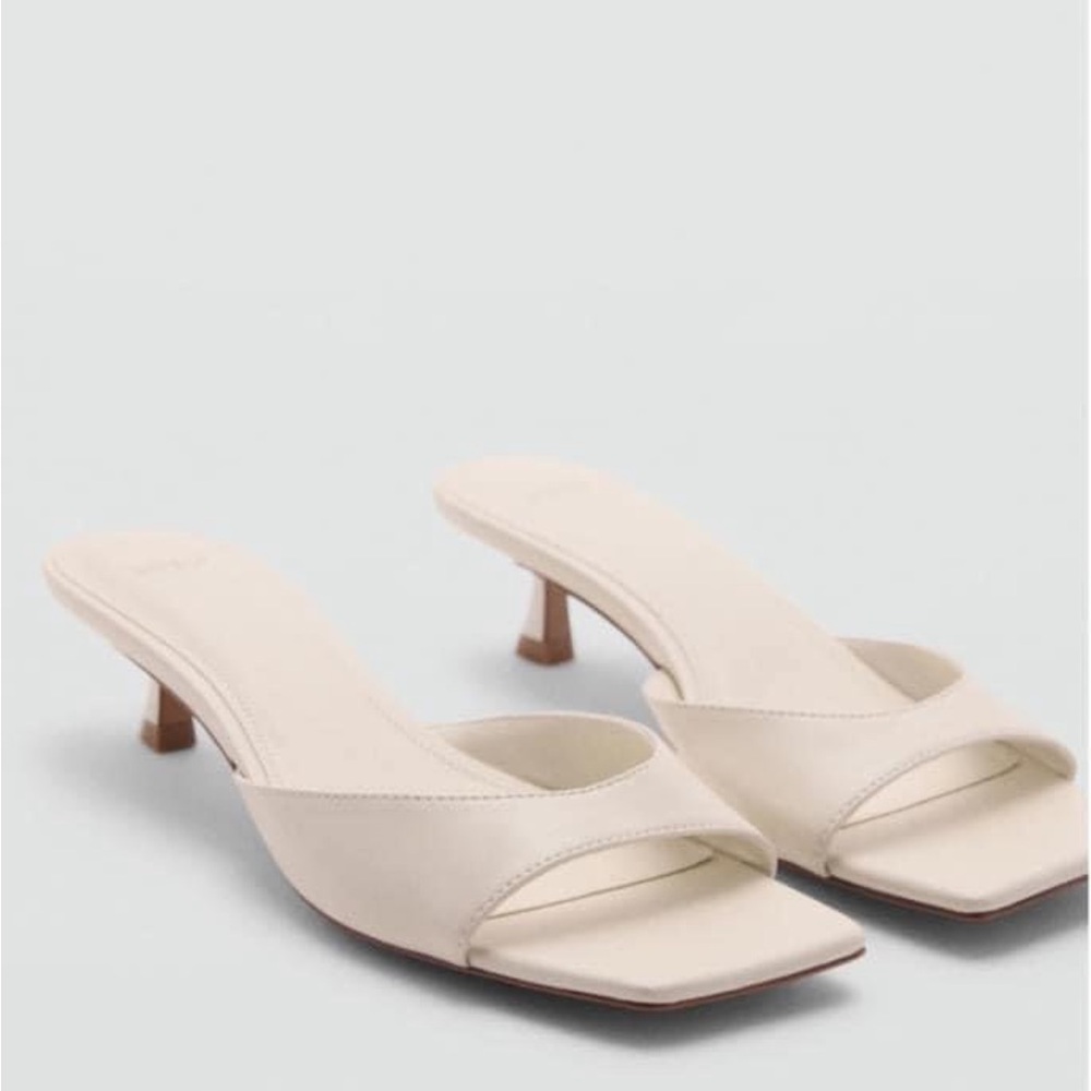 Mango Square Toe White Kitten Hules